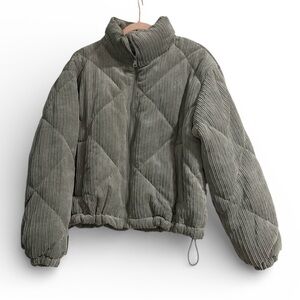 Love Tree Green Quilted Corduroy Puffer Jacket size L